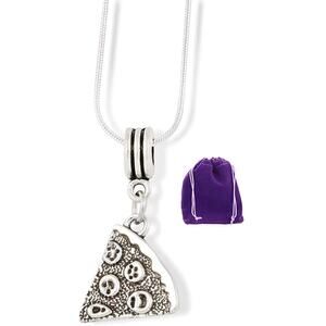 Pizza Necklace - Piece of Pepperoni Pizza Necklace Pendant